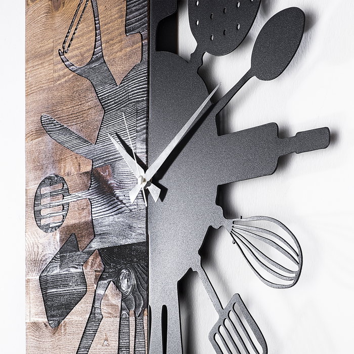 Wallity Reloj de Pared Decorativo de Madera Nogal y Negro
